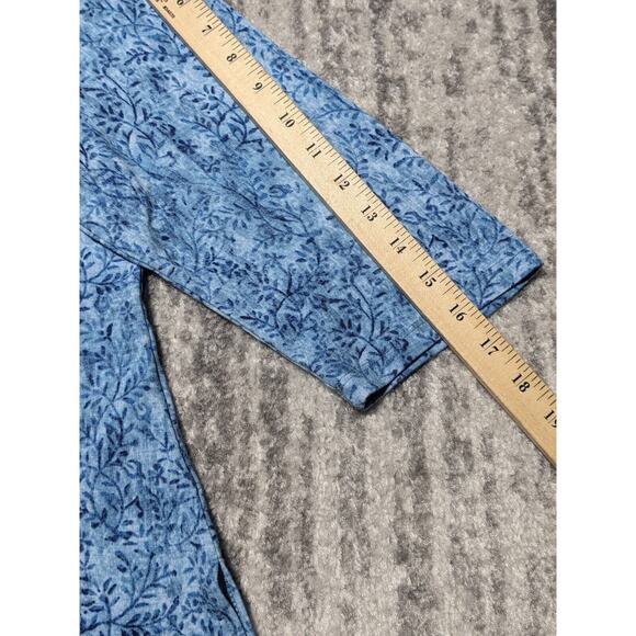 Isaac Mizrahi Live! Allover Floral Print Button Front Top Women PL Blue aA06 - Picture 15 of 15